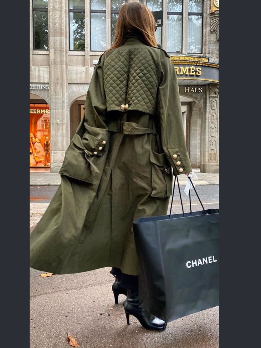 Balmain Olive Green Trench Coat with Gold Buttons - Picture 16 of 16